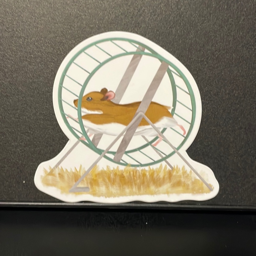 GERBIL RUNNING ON WHEEL STICKER